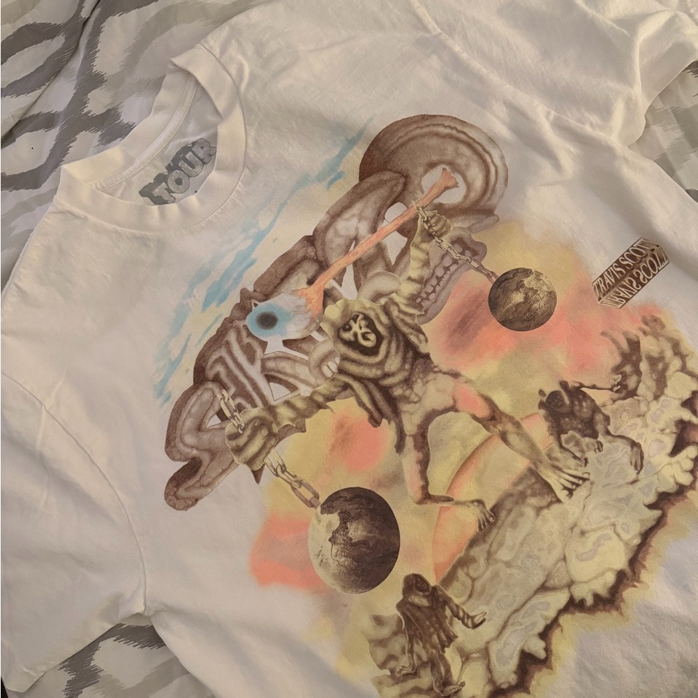 Travis Scott Unisex Concert Tee - White and Brown